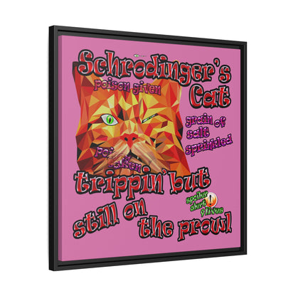 schrodinger's cat - framed canvas art (light pink)