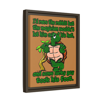 turtle race - framed canvas art (light brown)