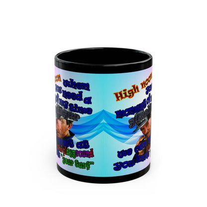 high noon - Black Mug (light blue-pink wave)
