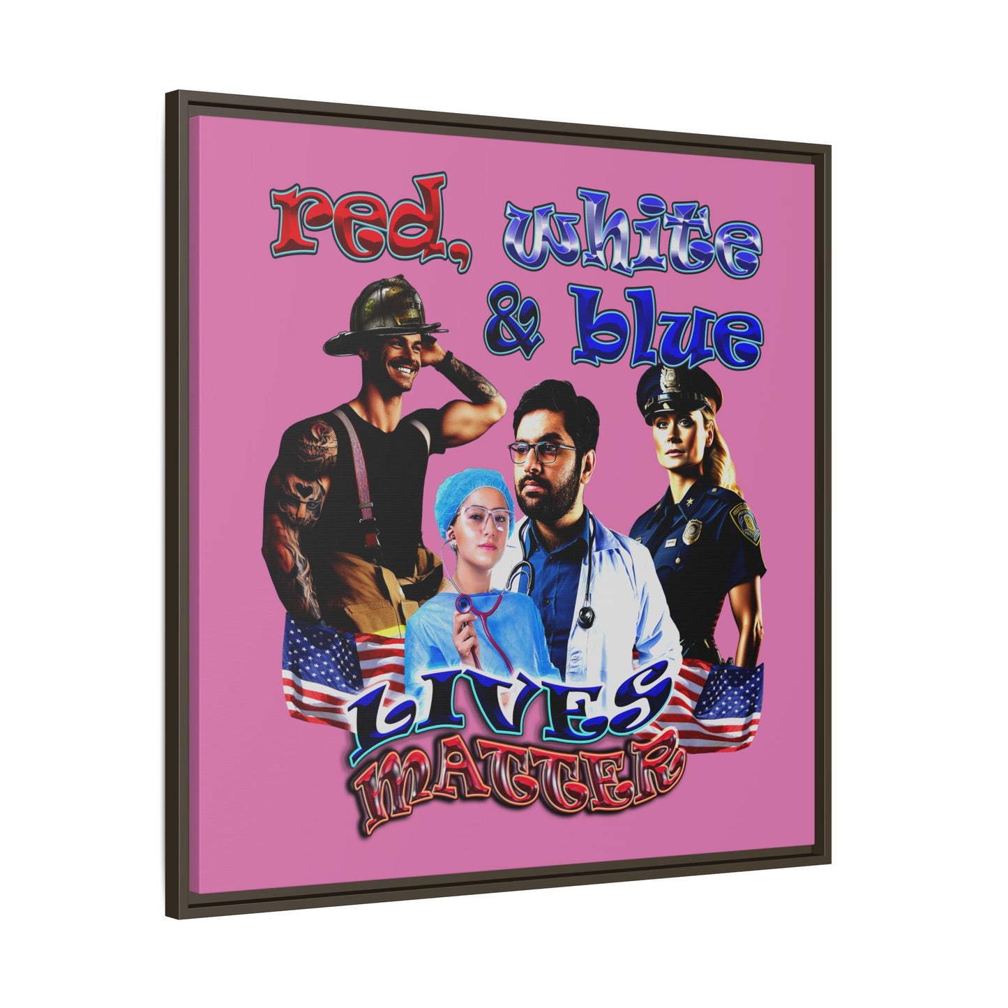rw&b lives matter - framed canvas art (light pink)