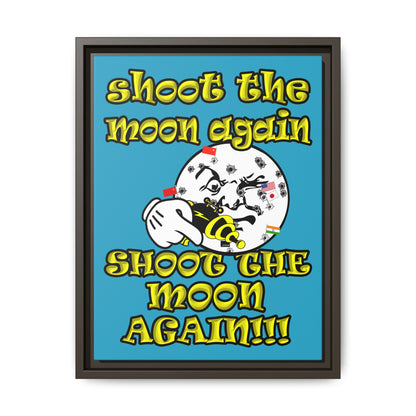 shoot the moon again - framed canvas art (turquoise)