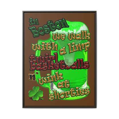 celtics logo - framed canvas art (brown)