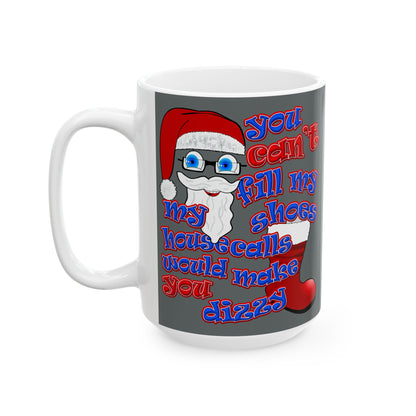 santa's shoes - White Mug (dark grey)