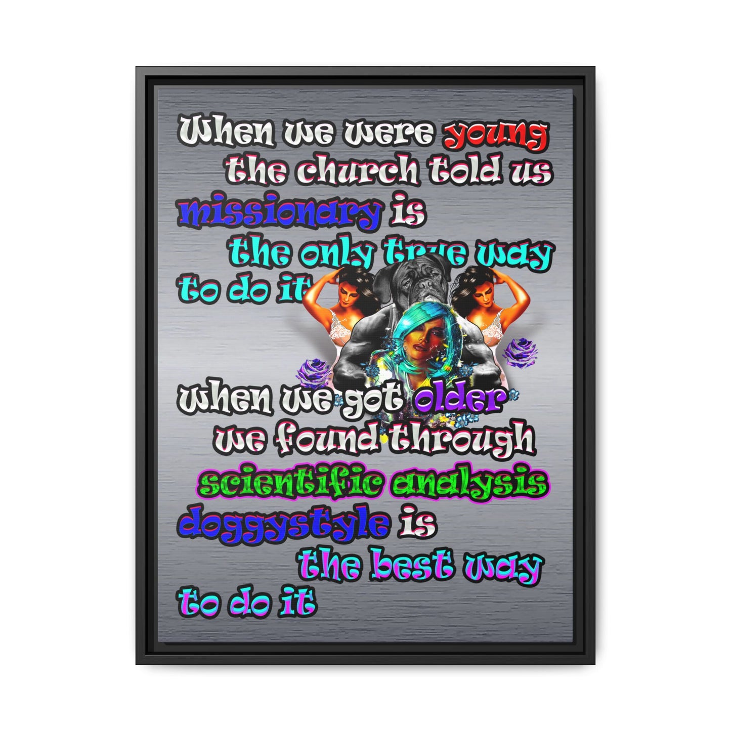 doggystyle - framed canvas art (brushed nickel)