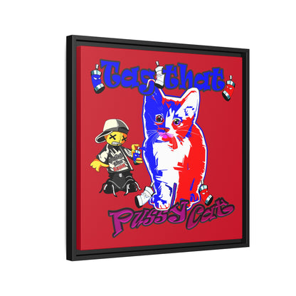 tag that - framed canvas art (dark red)