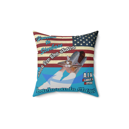 shoot for the stars - Spun Polyester Square Pillow - (turquoise)