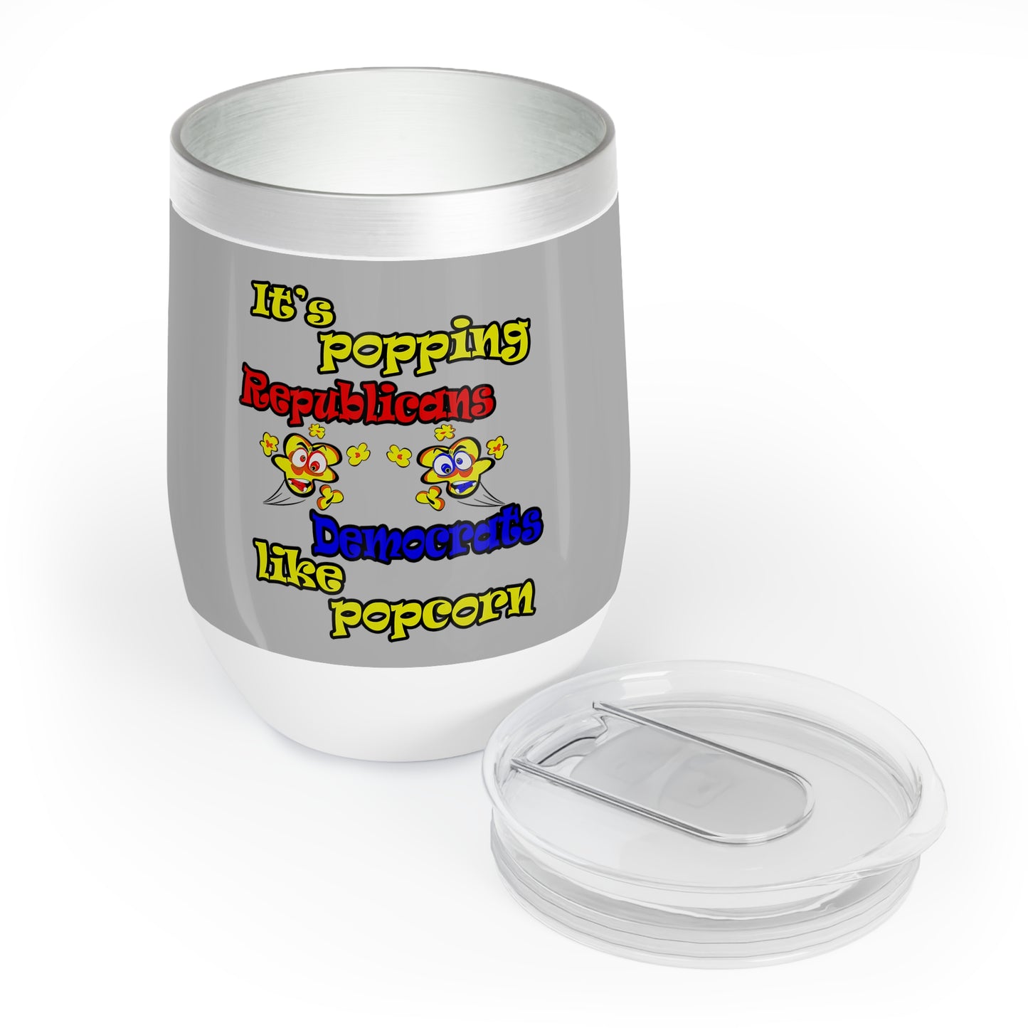 popping like popcorn - Chill Wine Tumbler (light grey)