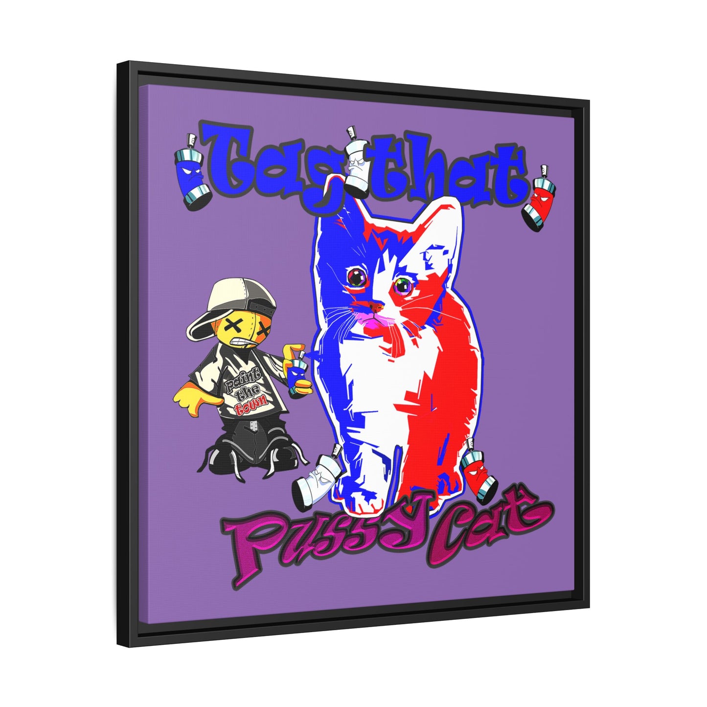 tag that - framed canvas art (light purple)
