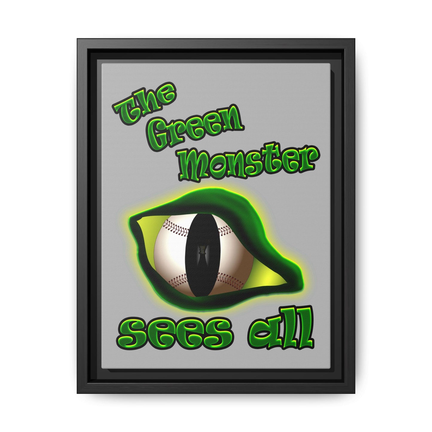 green monster - framed canvas art (light grey)
