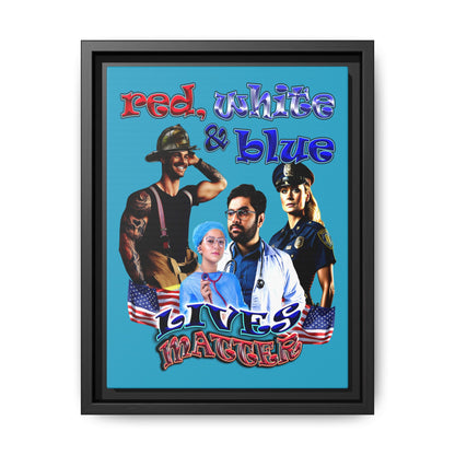 rw&b lives matter - framed canvas art (turquoise)