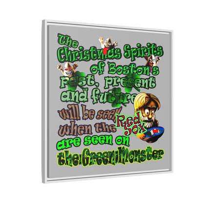 christmas spirits of boston - framed canvas art (light grey)