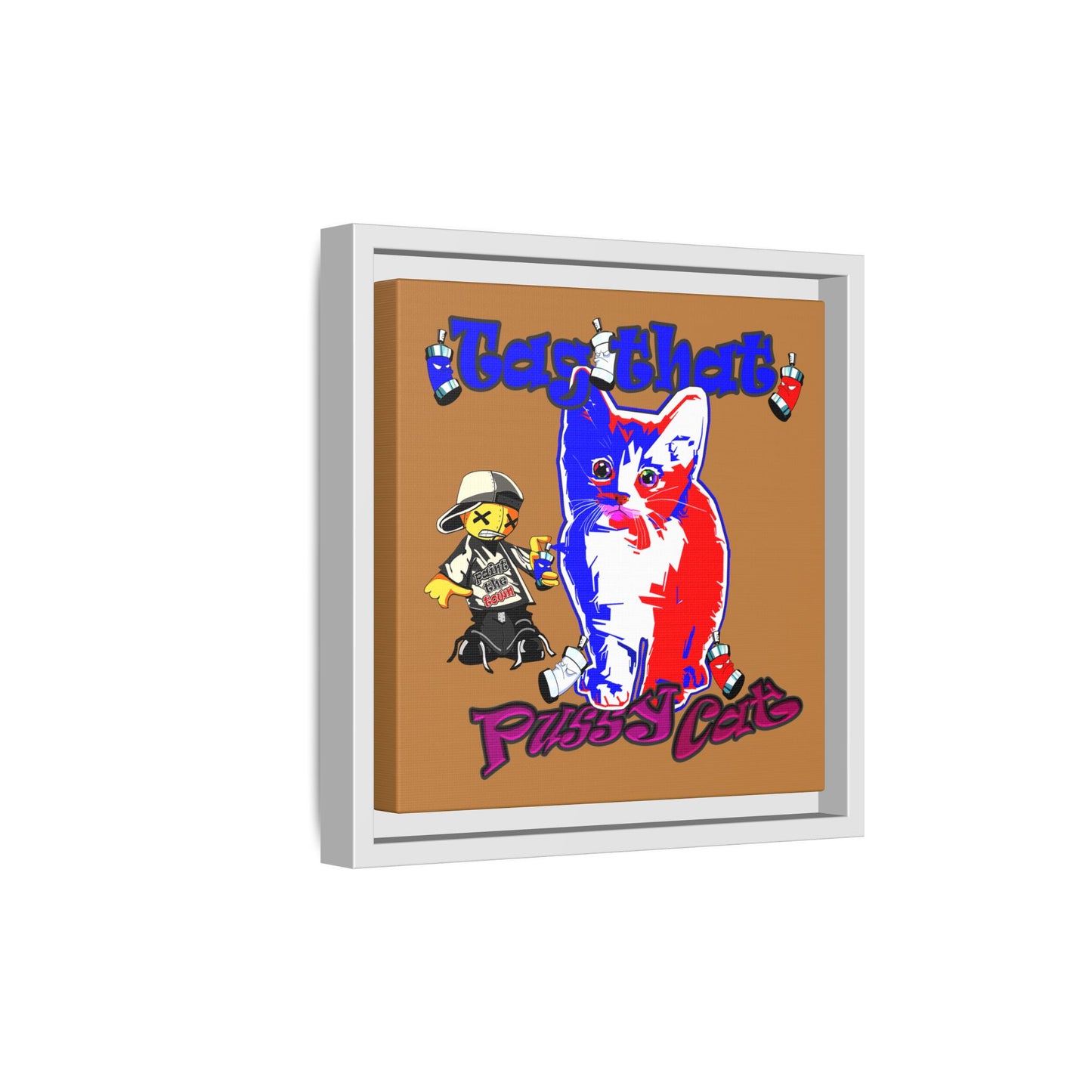 tag that - framed canvas art (light brown)