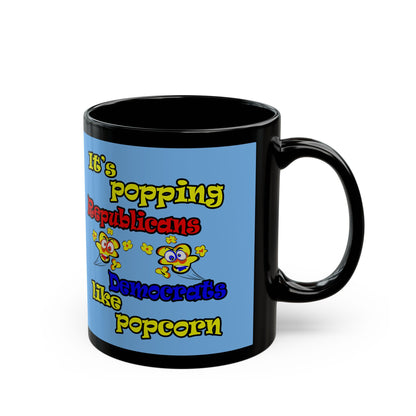 popping like popcorn - Black Mug (light blue)