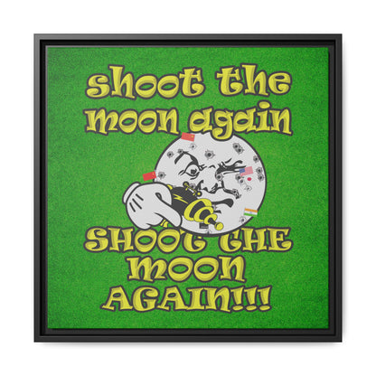 shoot the moon again - framed canvas art (green turf)