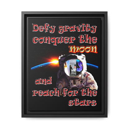 defy conquer reach - framed canvas art (black)