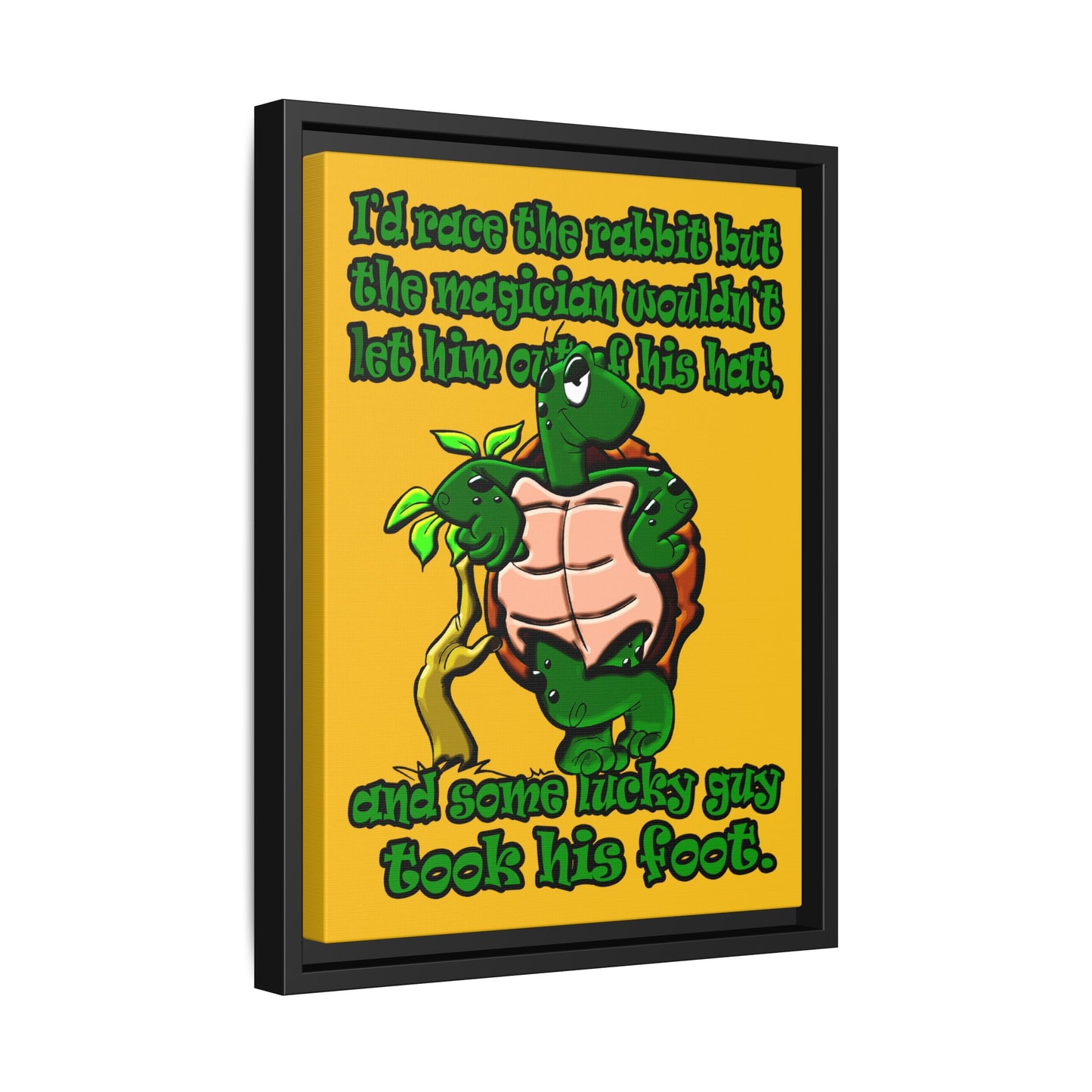 turtle race - framed canvas art (yellow)