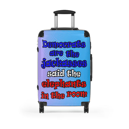 donkeys and elephants - Suitcase (light blue-purple wave)