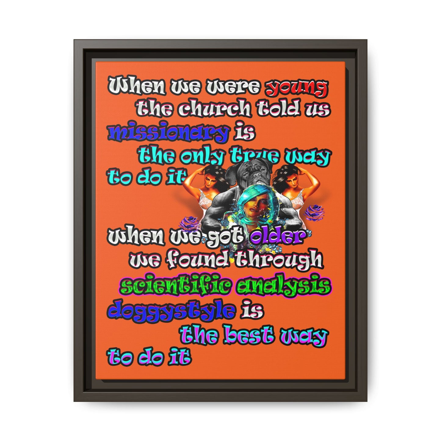 doggystyle - framed canvas art (orange)