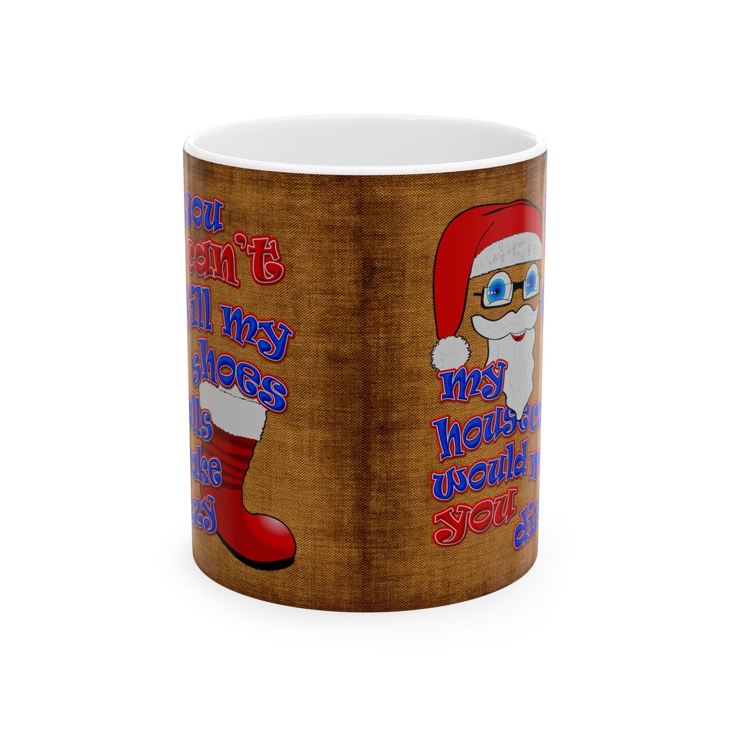 santa's shoes - White Mug (brown papyrus)