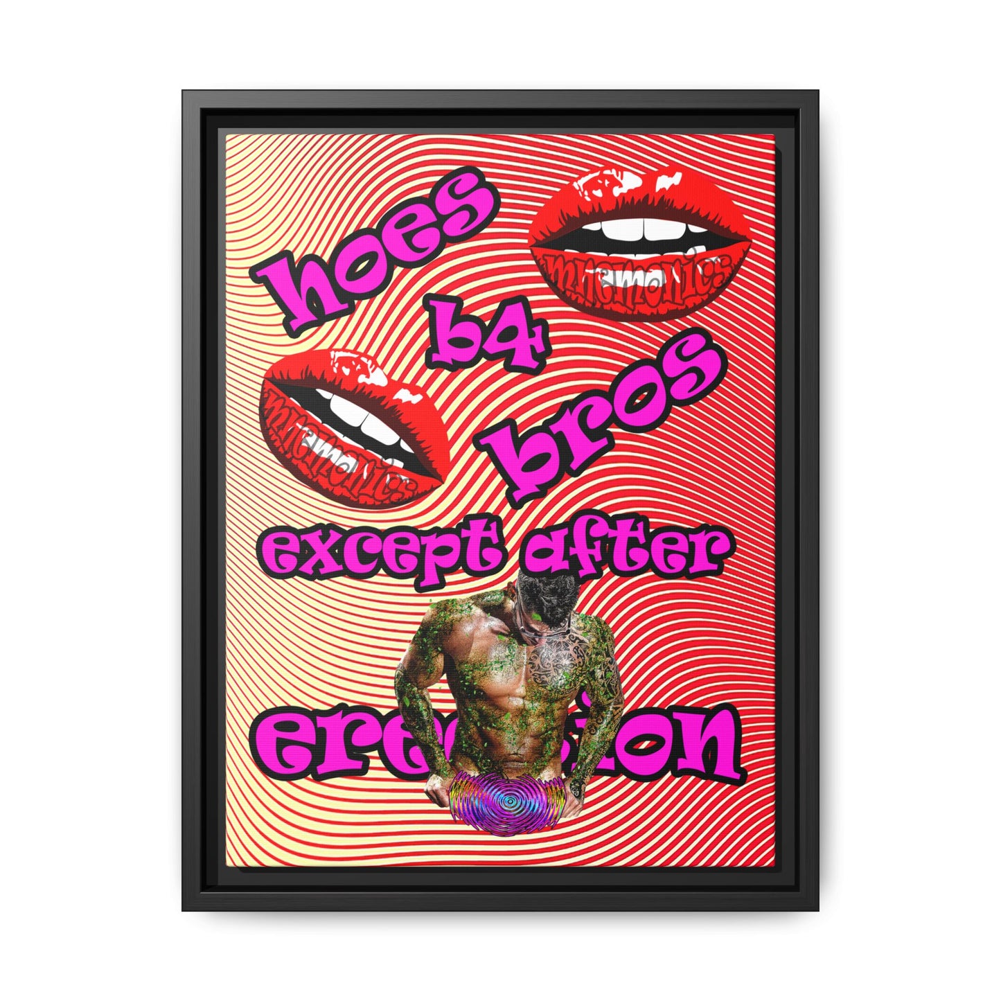 hoes b4 bros - framed canvas art (yellow-orange wave)