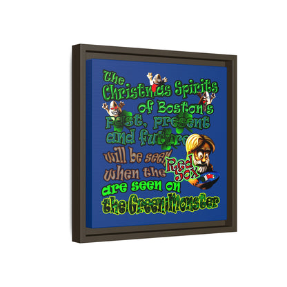 christmas spirits of boston - framed canvas art (dark blue)