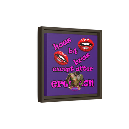 hoes b4 bros - framed canvas art (purple)