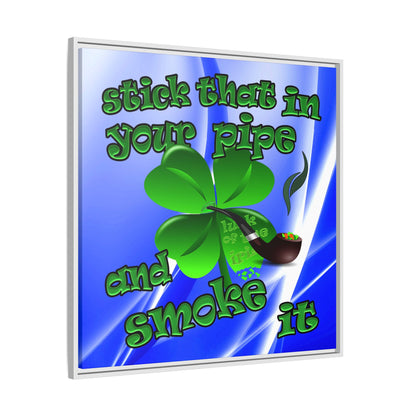 stick that in your pipe and smoke it - framed canvas art (blue-white wave)