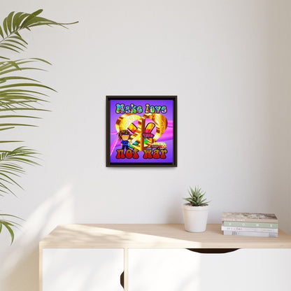 love peace - framed canvas art (purple-pink wave)