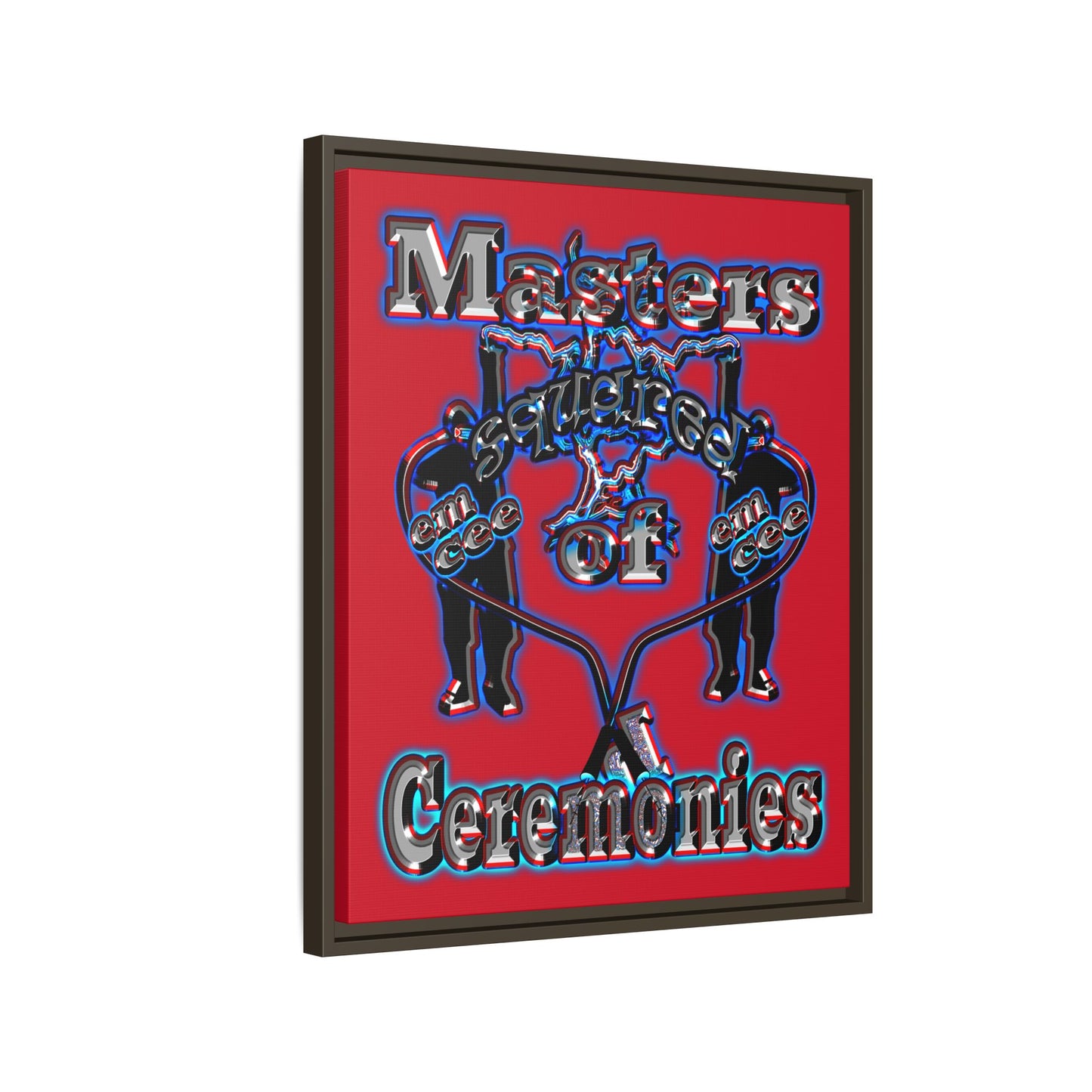 em cee squared - framed canvas art (dark red)