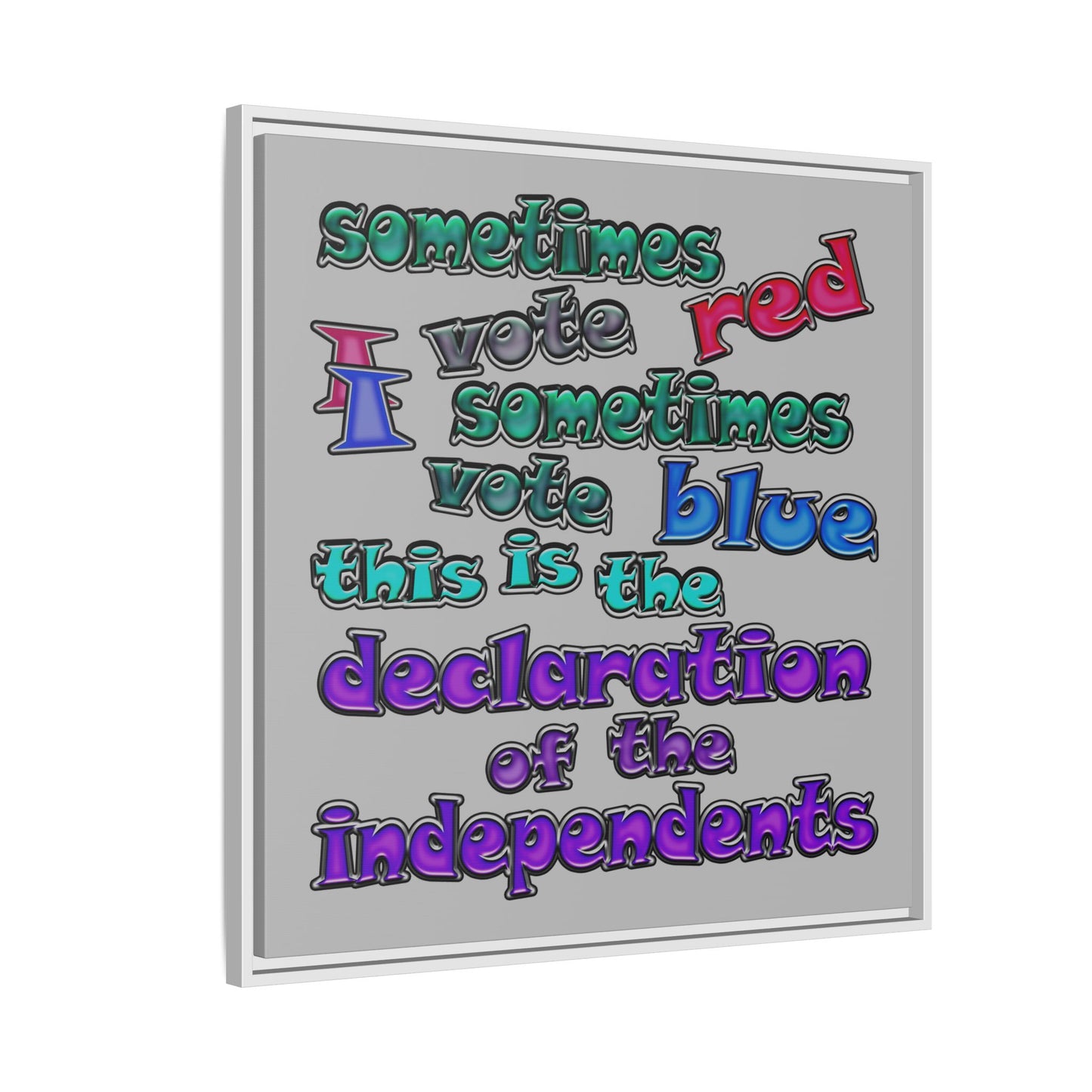 declaration of the independents - framed canvas art (light grey)
