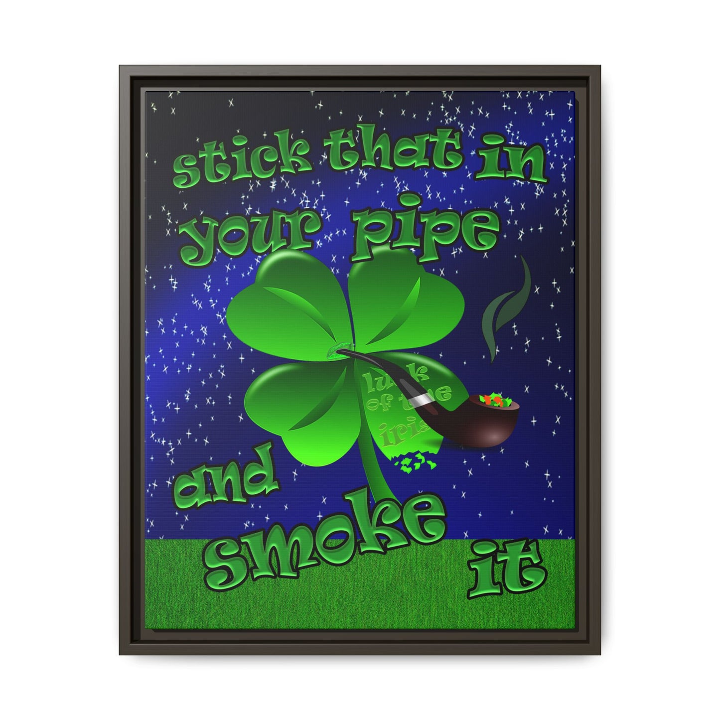 stick that in your pipe and smoke it - framed canvas art ('snoops' background)