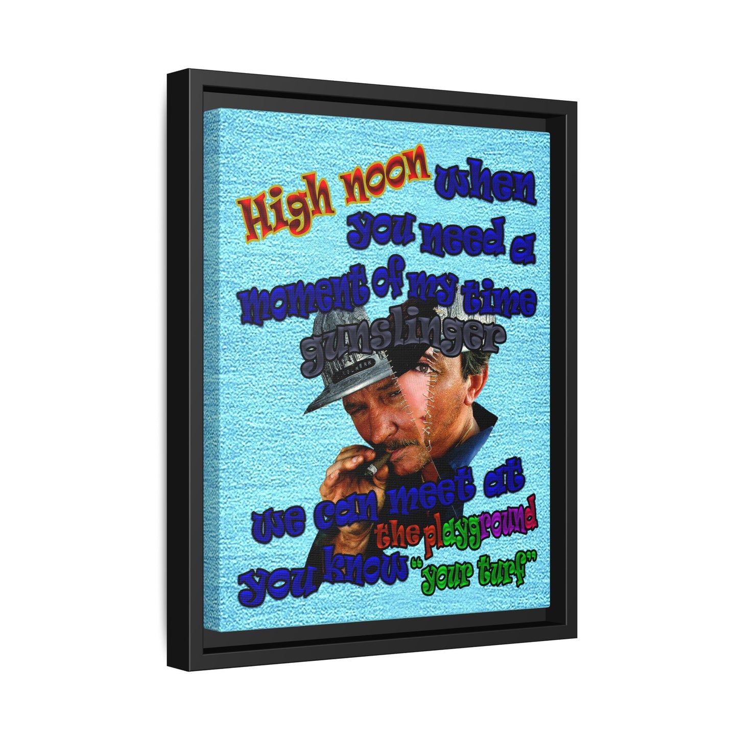 high noon - framed canvas art (faded blue)