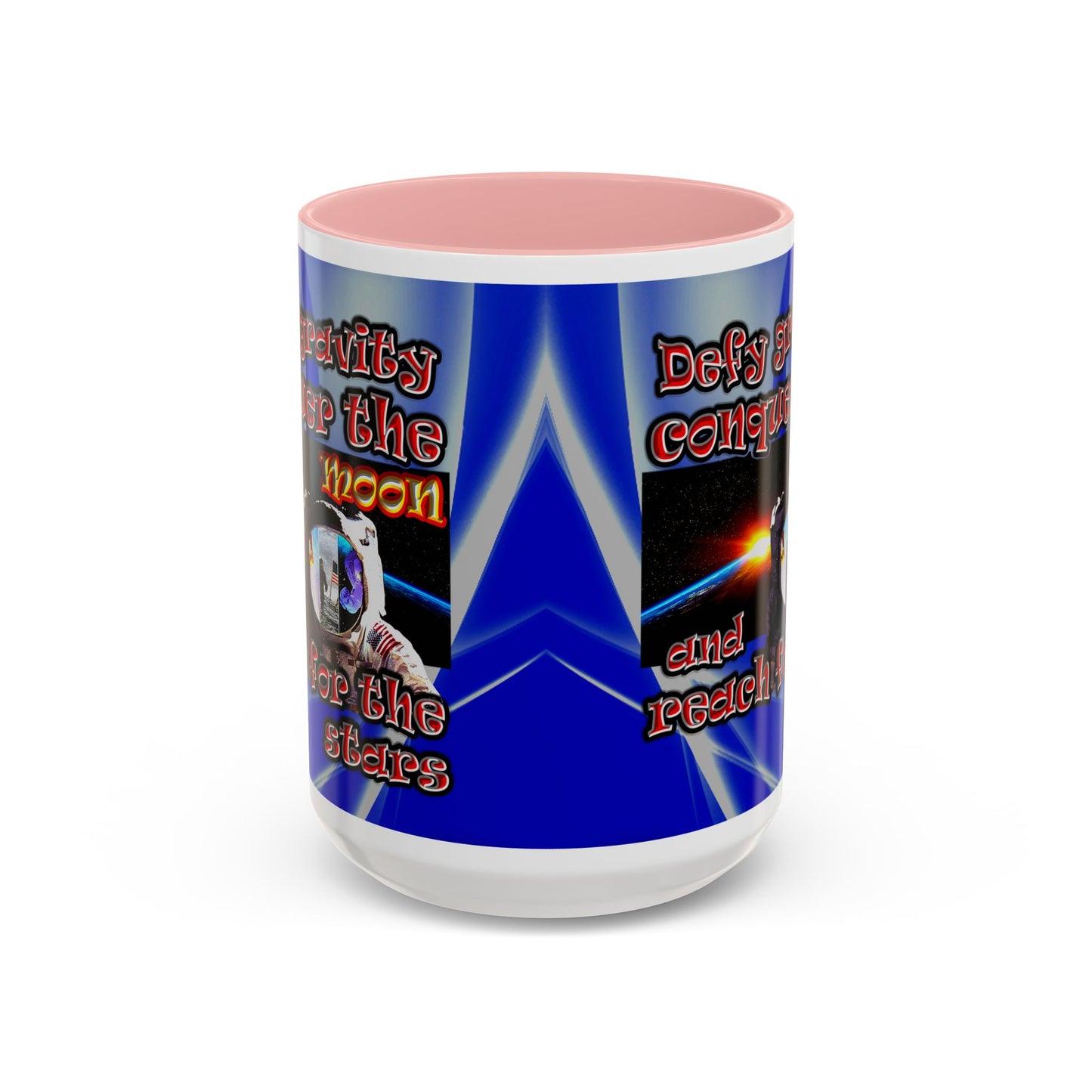 defy conquer reach - Accent Mug (blue-white wave)