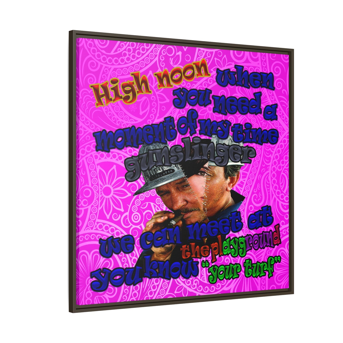 high noon - framed canvas art (pink swirl)