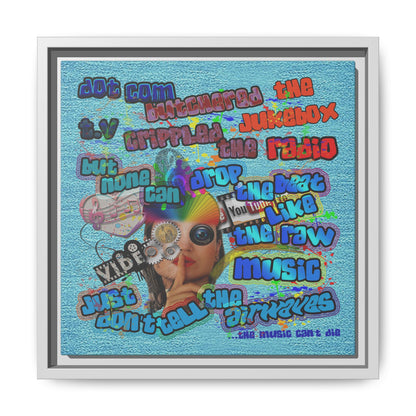 drop the beat - framed canvas art (faded blue)