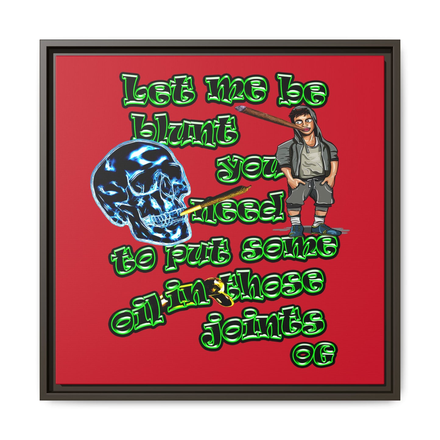og - framed canvas art (dark red)