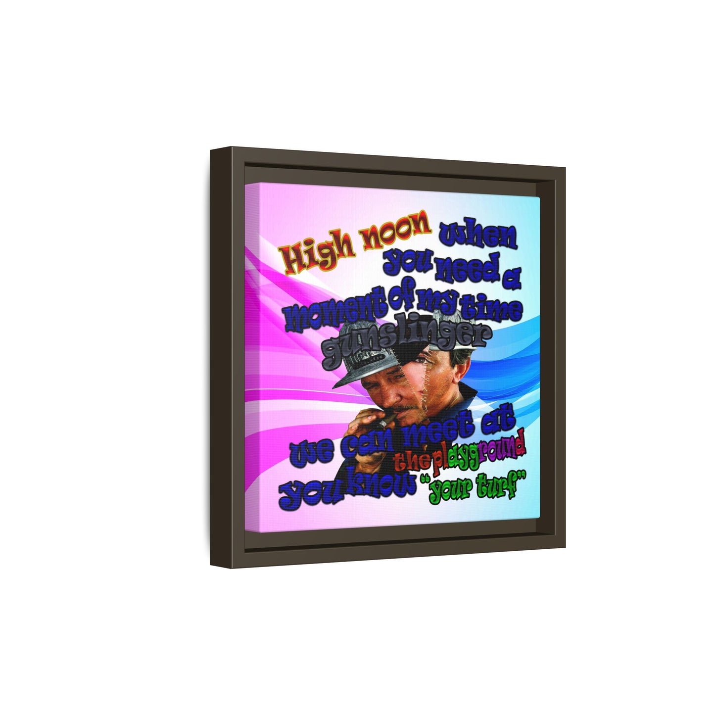 high noon - framed canvas art (light blue-pink wave)