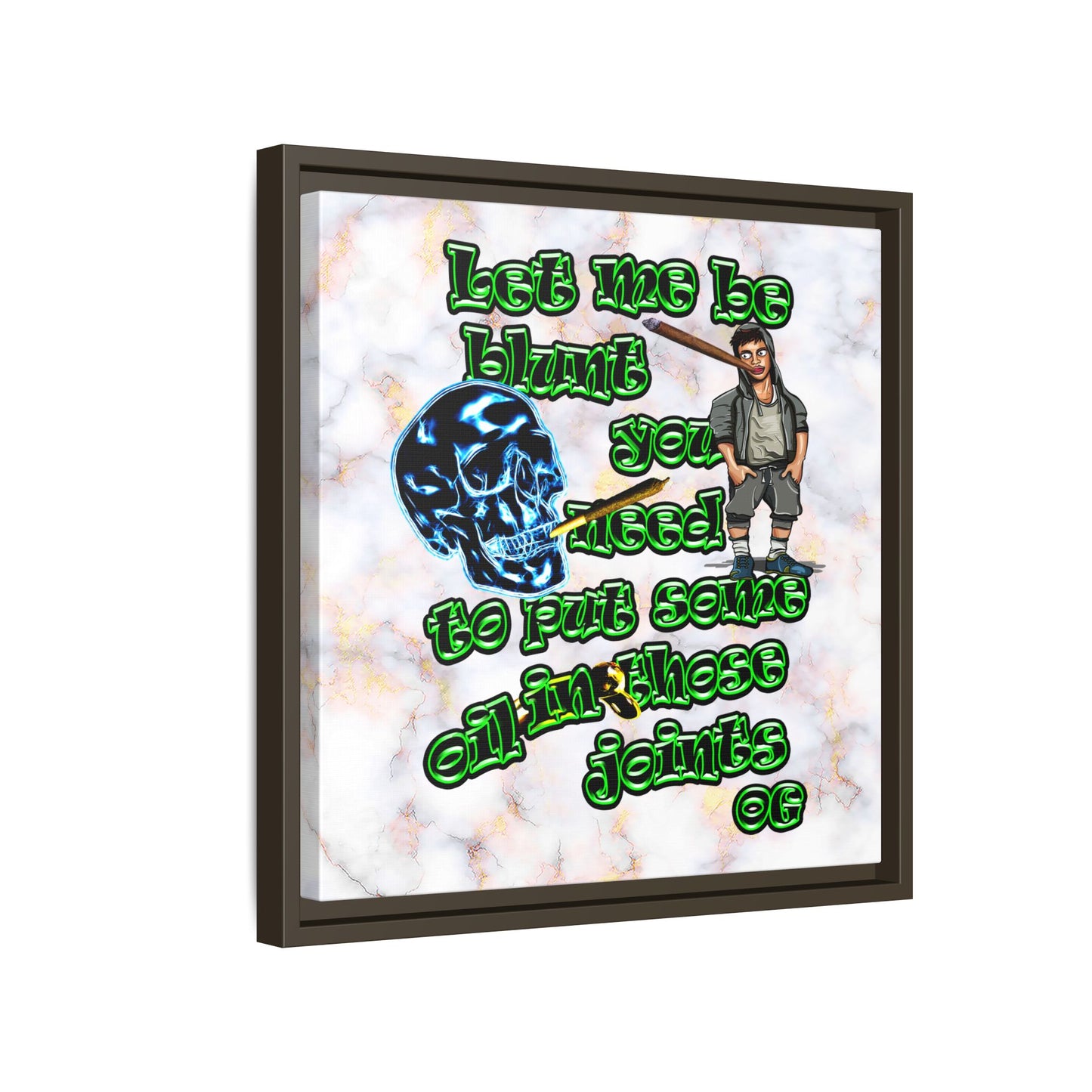 og - framed canvas art (white marble)