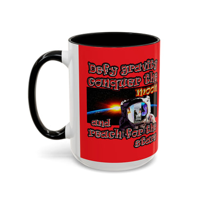 defy conquer reach - Accent Mug (red)