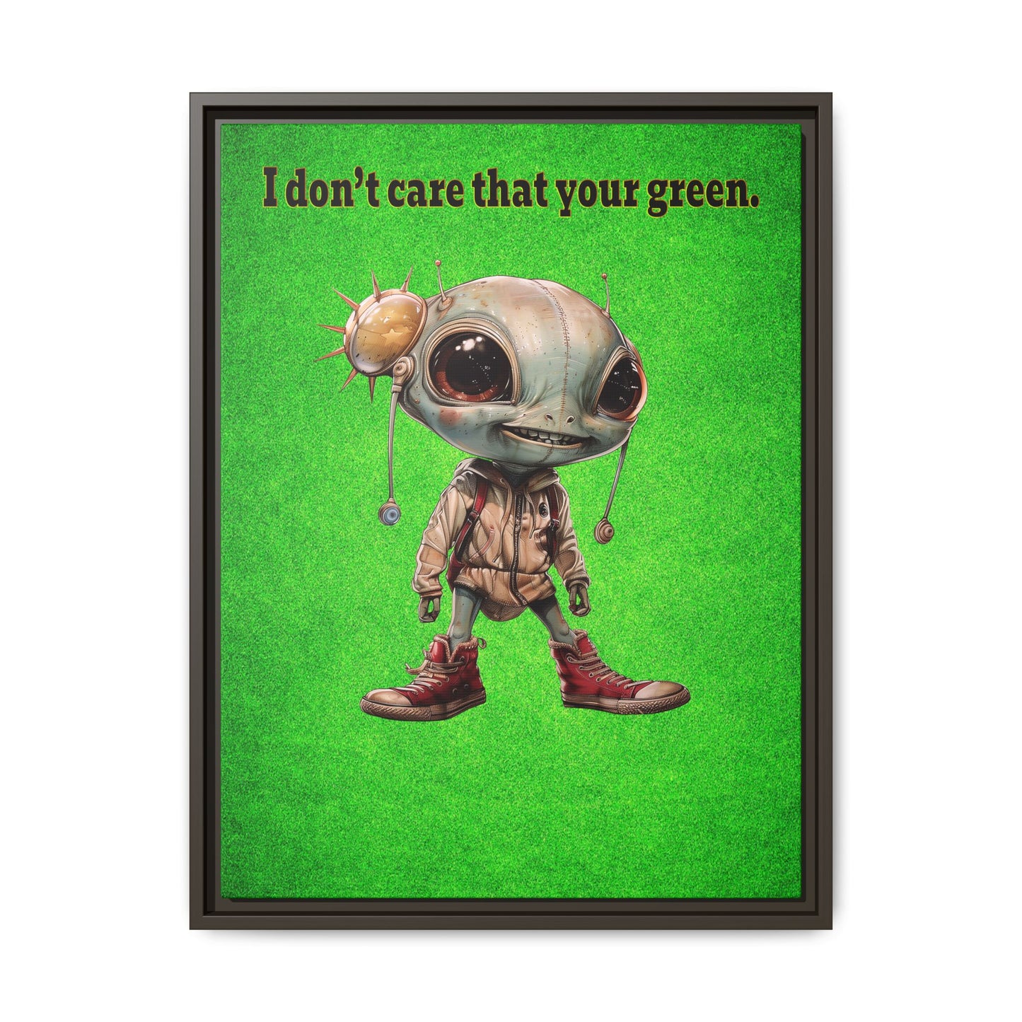 I don't care that your green - framed canvas art (green turf)