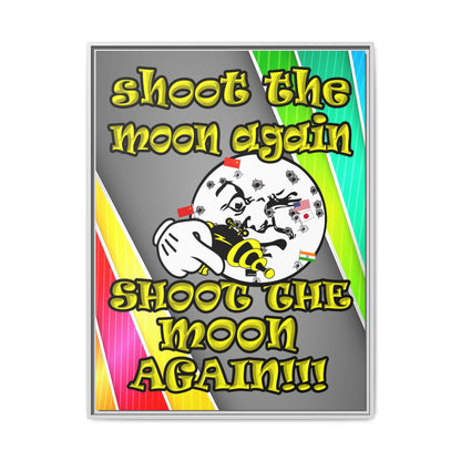 shoot the moon again - framed canvas art (rainbow split)