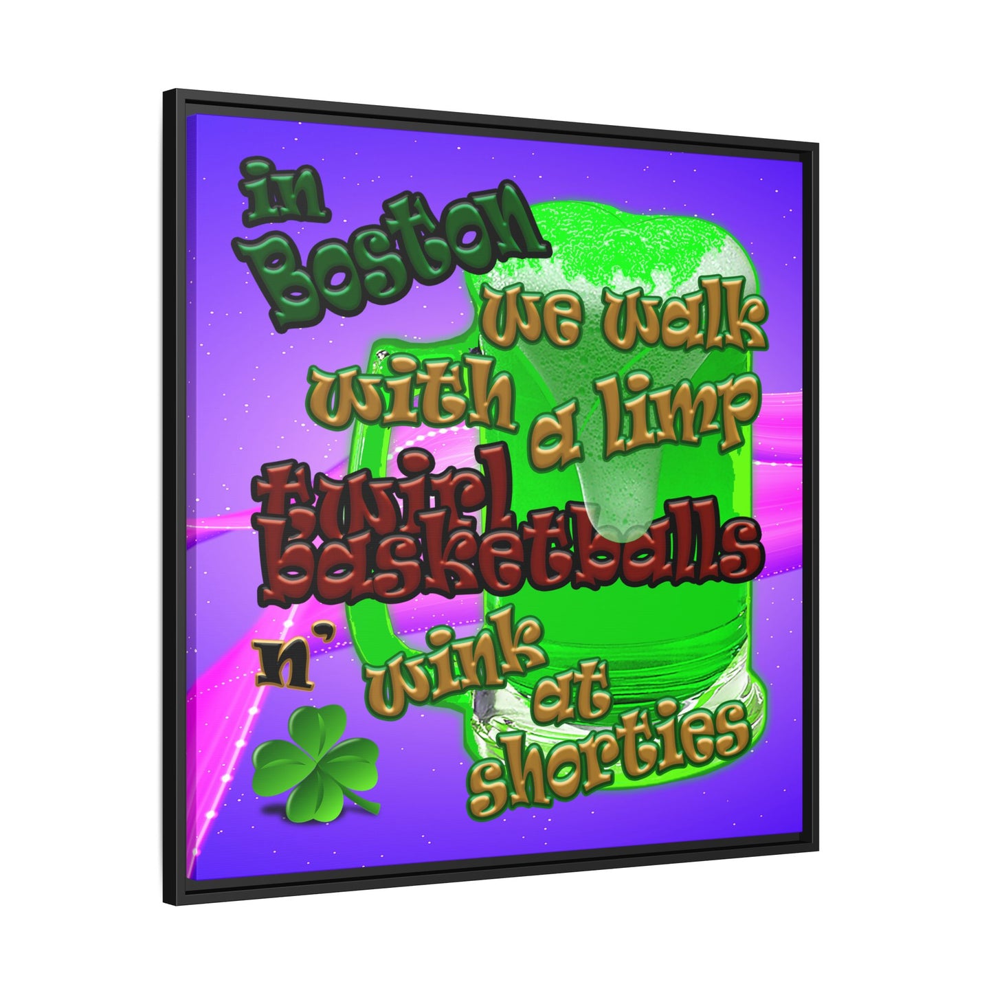 celtics logo - framed canvas art (purple-pink wave)