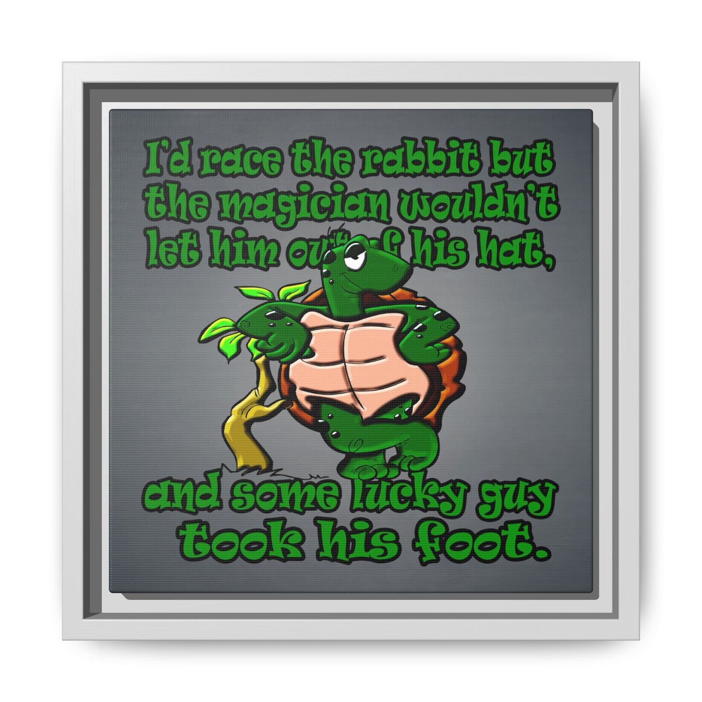 turtle race - framed canvas art (grey-light grey)