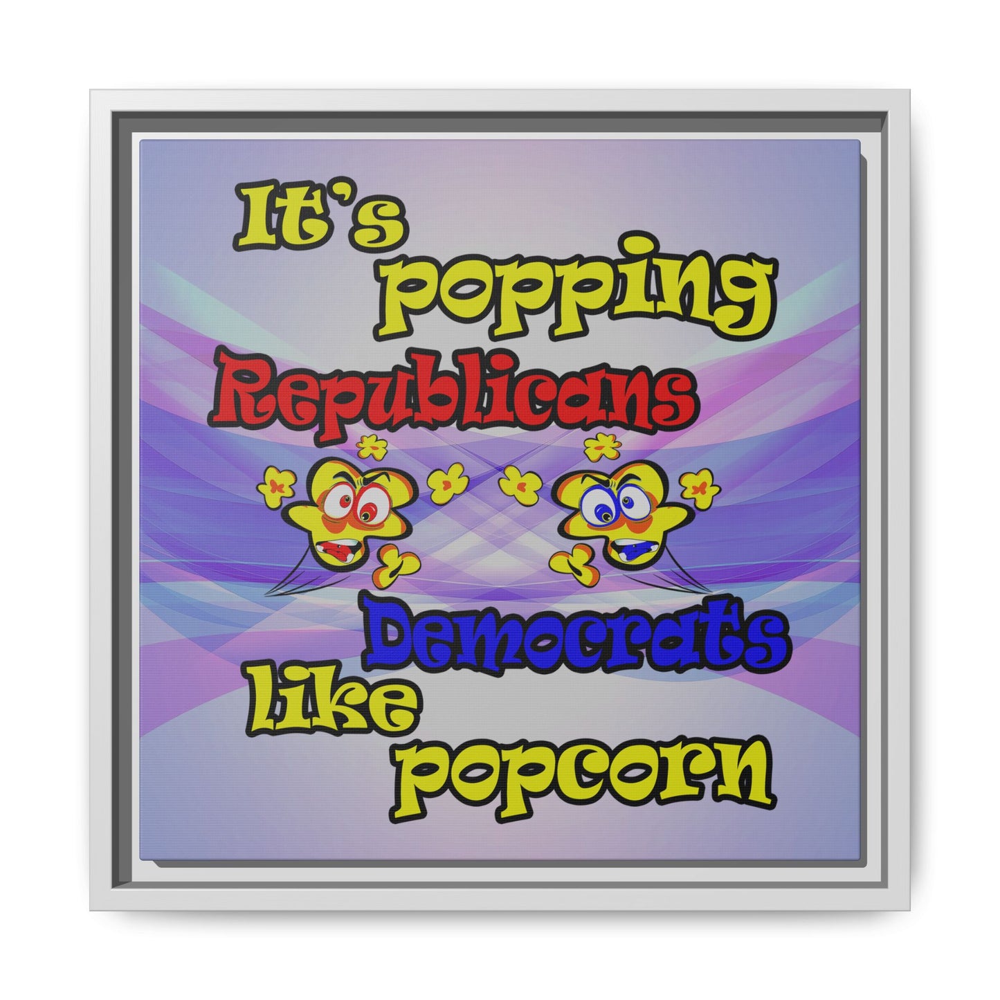 popping like popcorn - framed canvas art (light blue-pink wave)