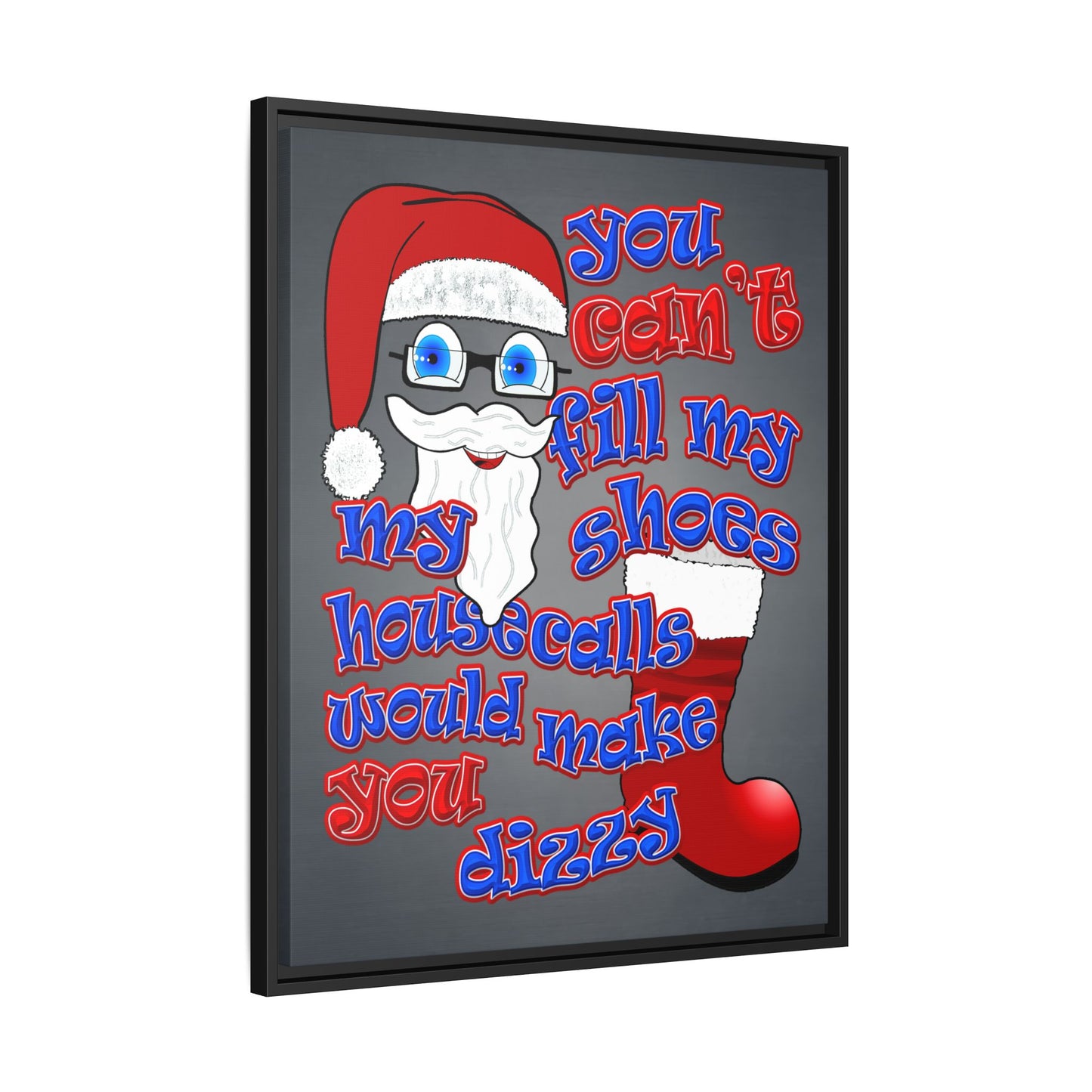 santa's shoes - framed canvas art (grey-light grey)