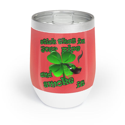celtics logo - Chill Wine Tumbler (yellow-orange wave)