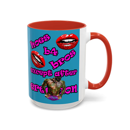 hoes b4 bros - Accent Mug (turquoise)