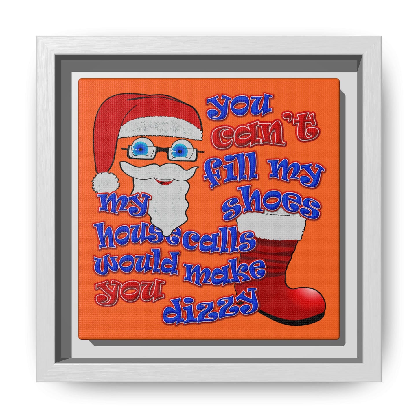 santa's shoes - framed canvas art (orange)