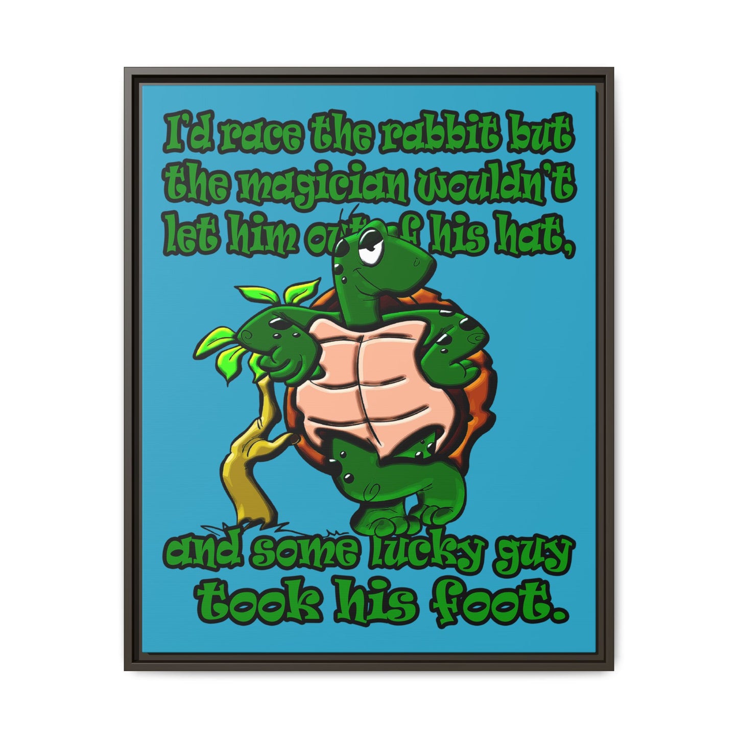 turtle race - framed canvas art (turquoise)