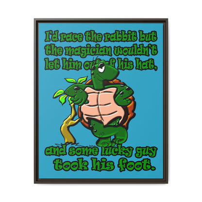 turtle race - framed canvas art (turquoise)